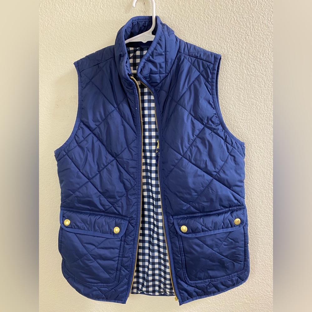 J. Crew Navy and‎ White Checkered Fabric